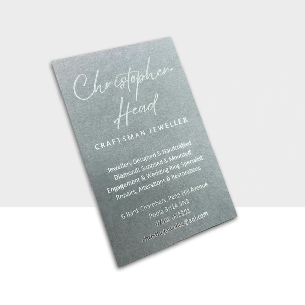  Foiled Business Cards  -  350gsm Colourset Flint & Silver Foil